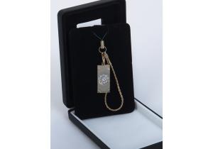 USB Stick, Schmuck-Anhänger mit echten Swarovskisteinen, vergoldet