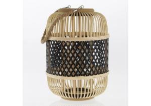 Rattan-Laterne mit Metalldekor;  27 X 27 X 38 cm, Schwarz / Natur