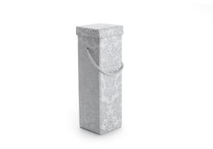 Präsentbox aus Kraftpapier (14) Paisley; Größe: ca. 10 x 34,5 x 10 cm; Weiss / Silber mit festem Deckel