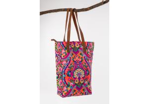 Canvas Bag; Motiv: Ornament; Farbe: Orange / Gelb / Hellblau; ca. 34,5 x 41,5 cm