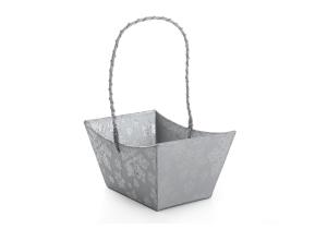 Präsentkörbe (24) Pappe Sterne;  Silber/Weiß; Größe D:35 x 28 x 20 cm