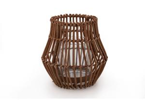 Windlicht; Rattan; Höhe 17 cm