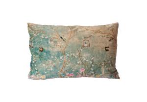 Kissen; Samt; Motiv: Japanischer Garten; 40 x 60 cm