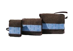Umhängetasche; Schwingerstoff & Leder: Schweizer Tradition; 26 x 32 x 8 cm